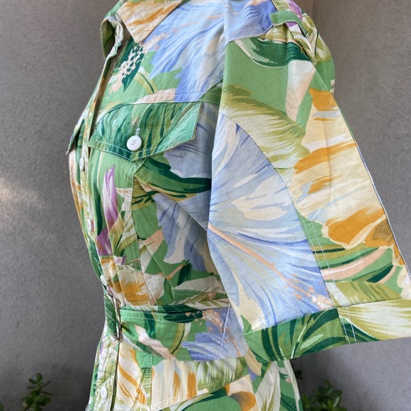 Vintage 90s fit full style cotton dress jungle floral Print sz 6 by d. Frank - Picture 7 of 10